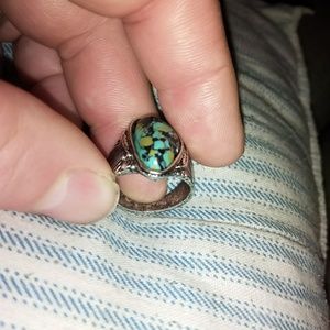 Vintage style antique silver size 8 natural turquo